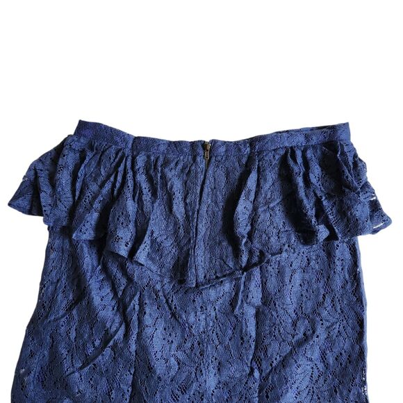 Lucca Couture Navy Blue Lace Ruffle Peplum Mini Skirt Sz M - Picture 5 of 10